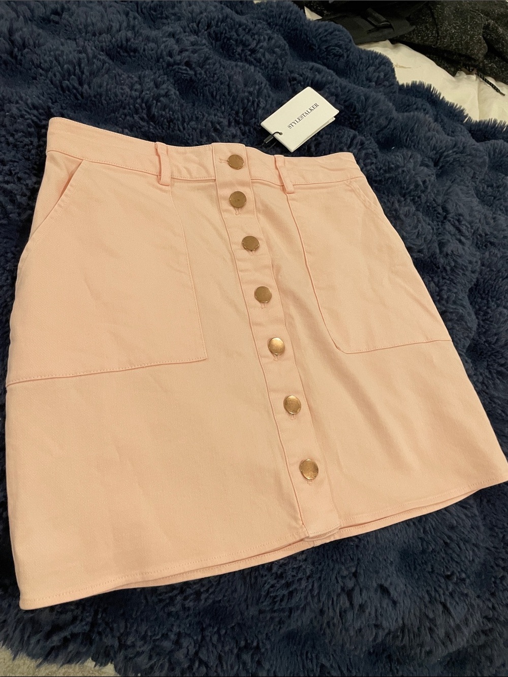 Stylestalker Blush “Nikki” skirt, Button-Front A-Line Mini / NEW w TAGS, SMALL